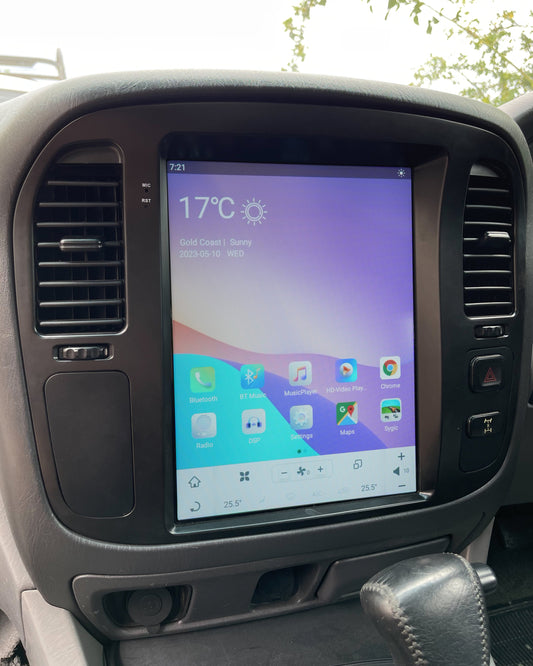 12" Android Head Unit to suit 105 Series Lancruiser (Black Dash)