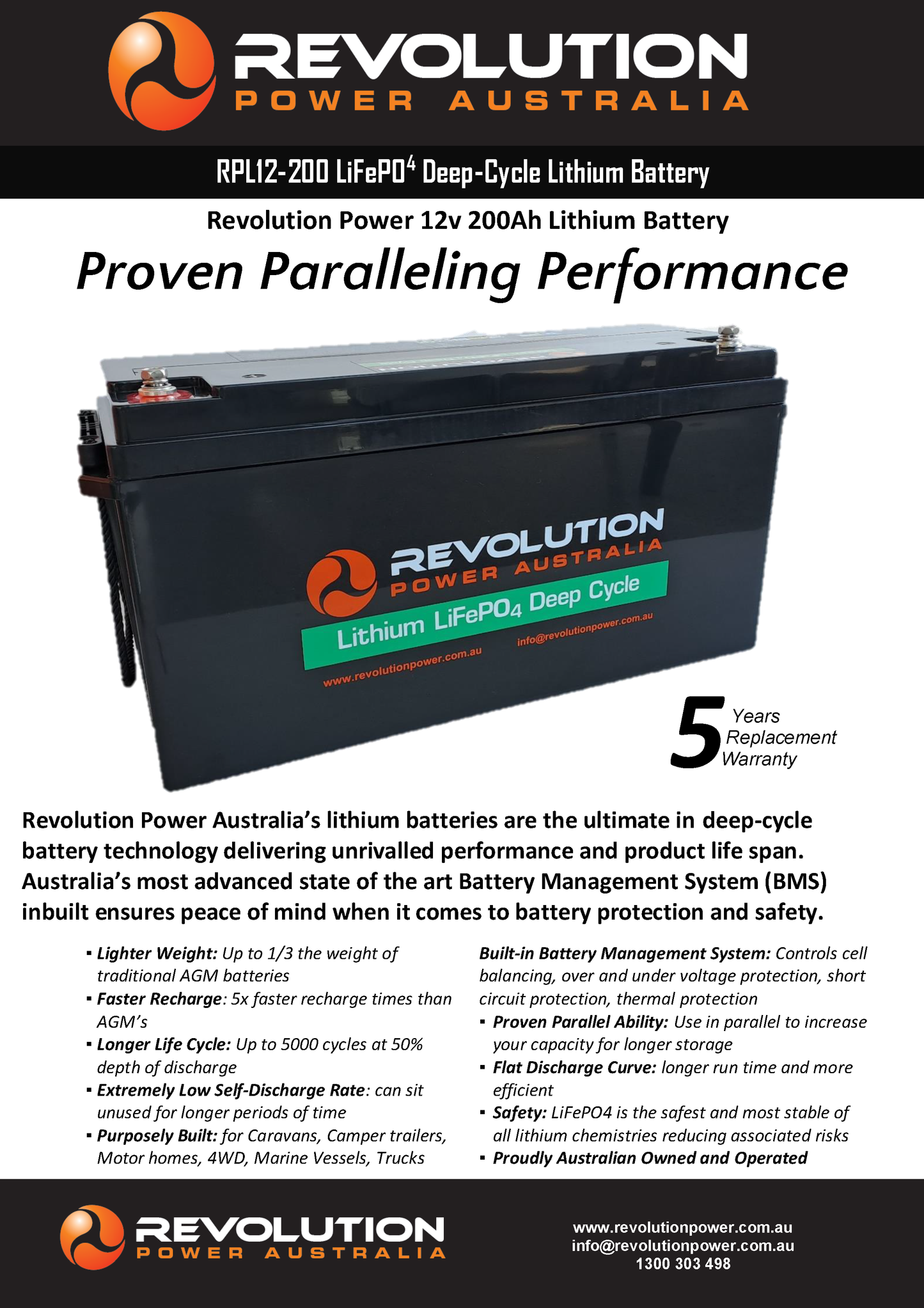 12V Revolution 200AH Lithium Battery