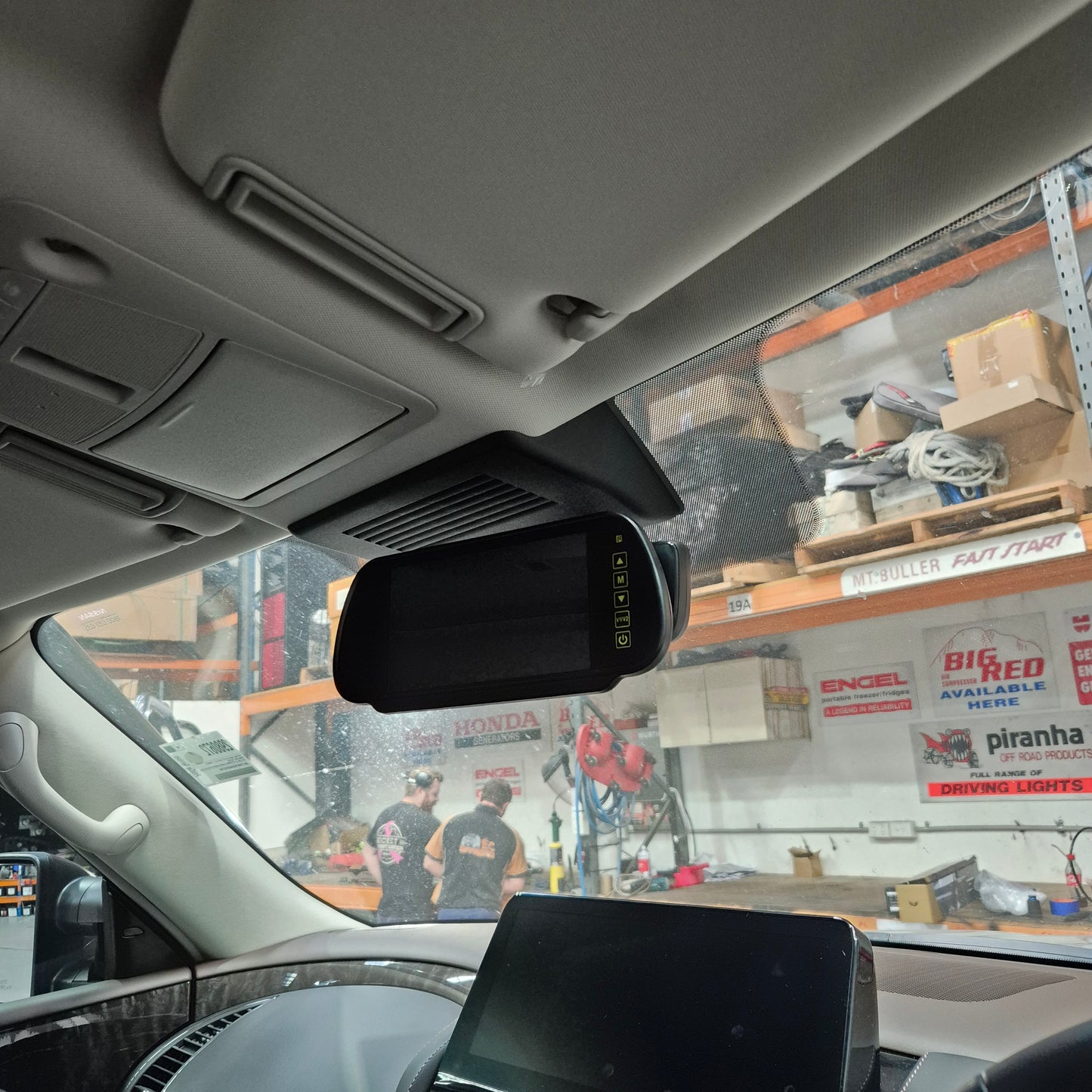 2‑Channel Rear View Mirror Mounted Monitor with Dual Rear Cameras