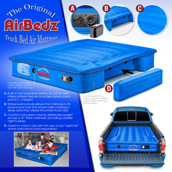 “AirBedz” Original Truck Bed Mattress with Built-in Rechargeable Battery Air Pump