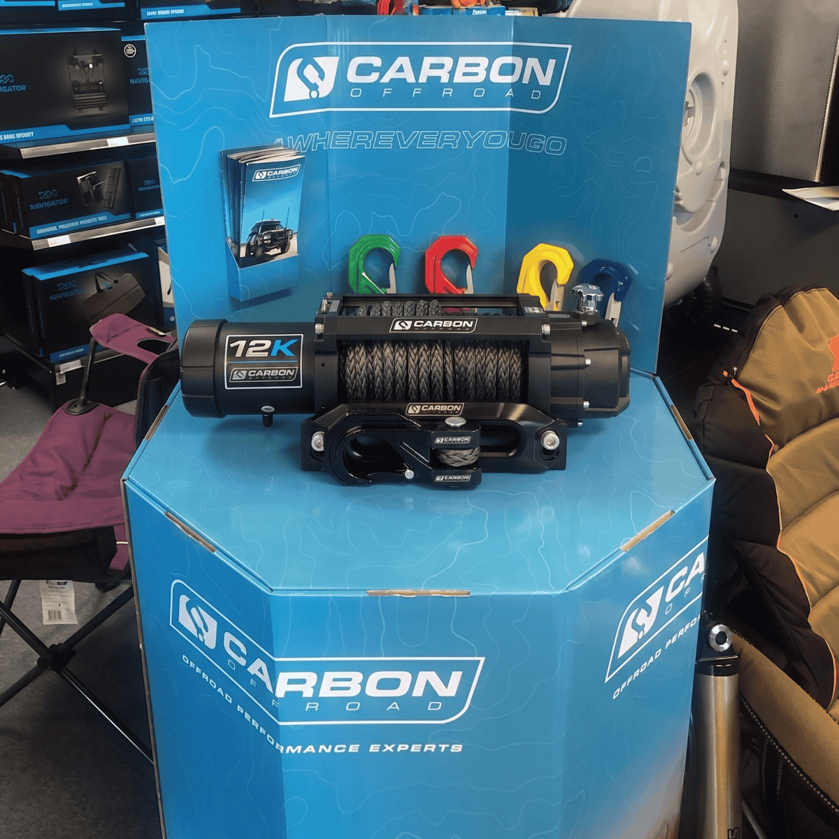 Carbon Offroad Cardboard Flatpack Winch and Product Display Stand