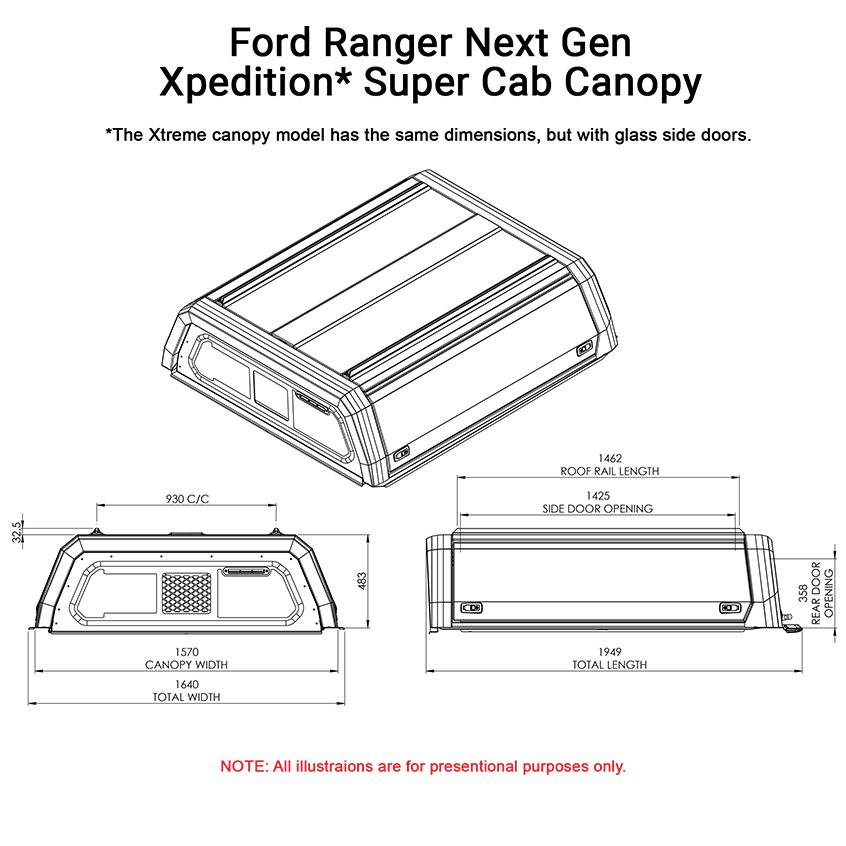 Ford Ranger Next Gen Super Cab Xpedition CapRax Canopy by Rhinoman