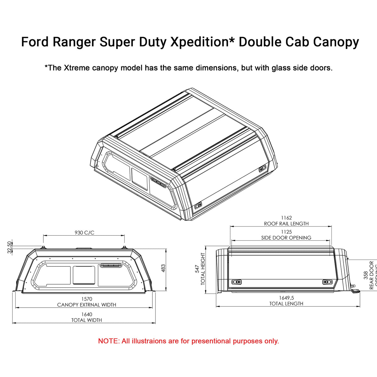 Ford Ranger SUPER DUTY Dual Cab Xtreme CapRax Canopy by Rhinoman