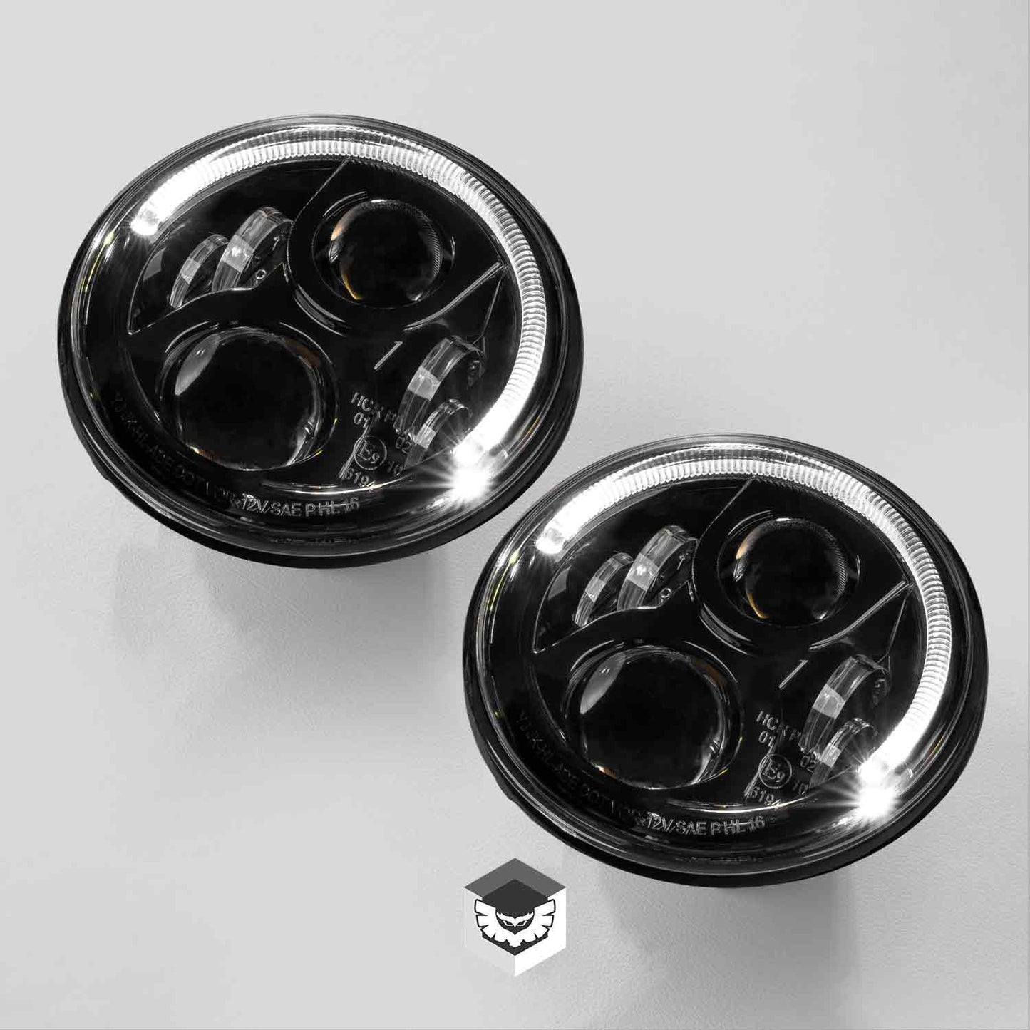 Carbon 7 Inch LED Headlight - Black (pair)
