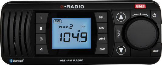 GME GR300BTB AM/FM IP67 Marine Stereo with Bluetooth - Black