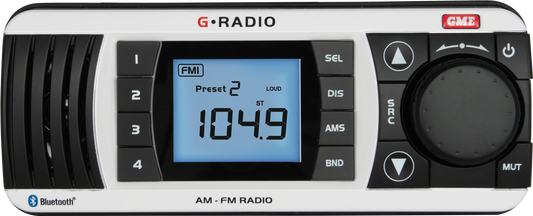 GME GR300BTW AM/FM IP67 Marine Stereo with Bluetooth - White