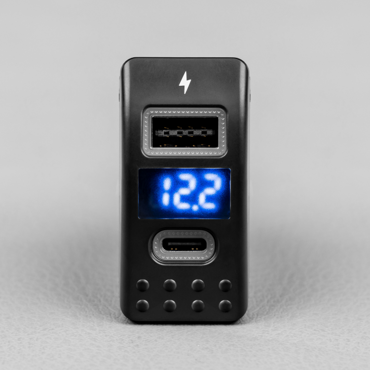 Rocker Switch USB C / USB A / Volt Meter