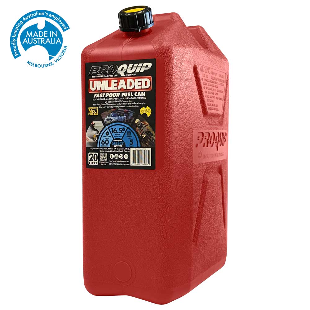 20L Plastic Fast Pour Fuel Can – Unleaded Red Jerry Can