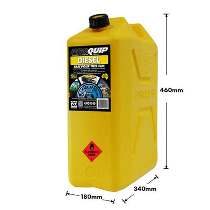 20L Plastic Fast Pour Fuel Can – Diesel Yellow Jerry Can