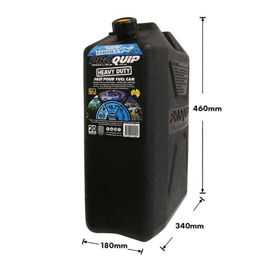 20L Plastic Fast Pour Fuel Jerry Can – Heavy Duty Black
