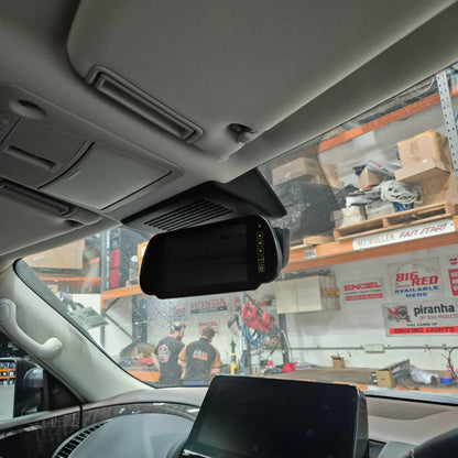 2‑Channel Rear View Mirror Mounted Monitor with Dual Rear Cameras