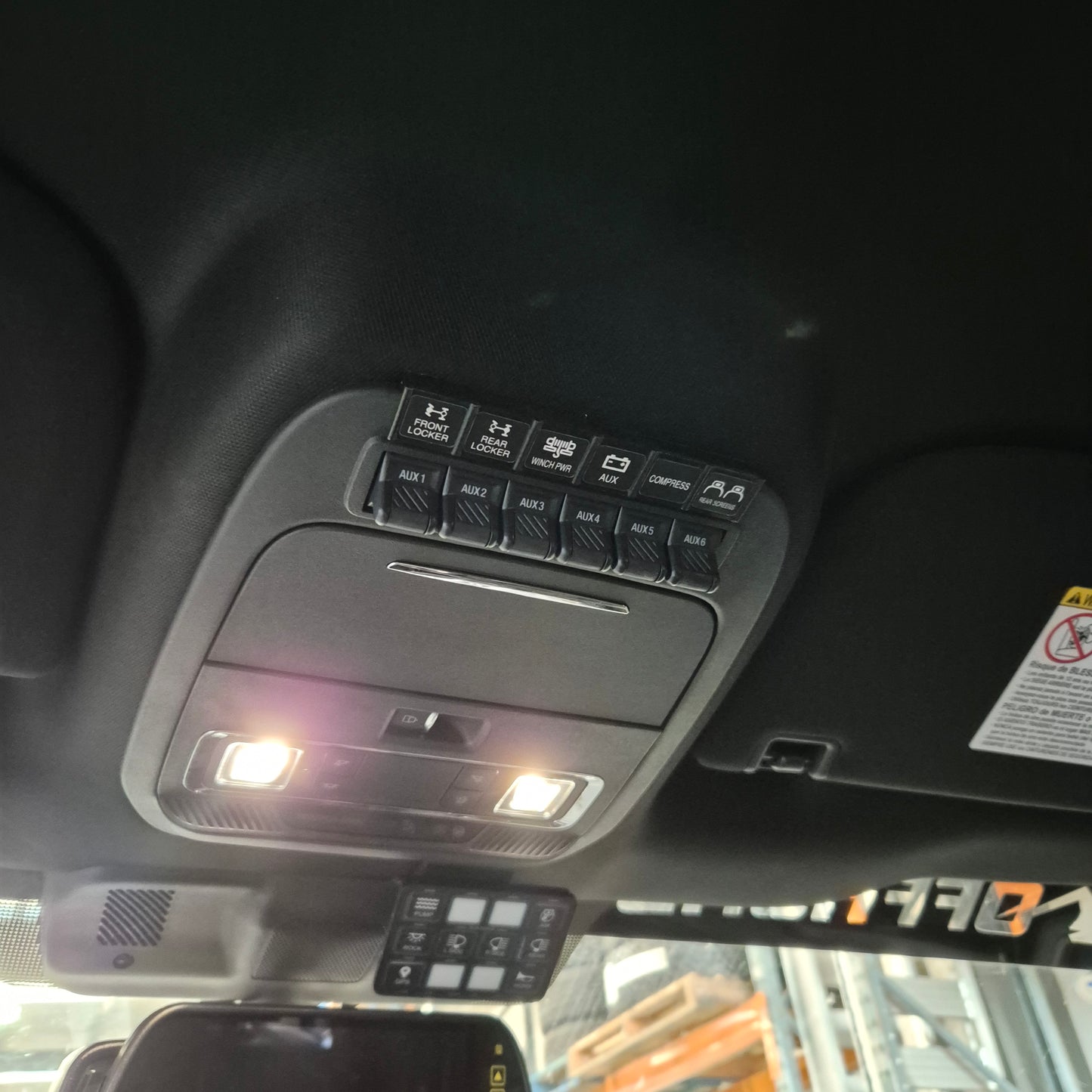 F truck roof switches label panel