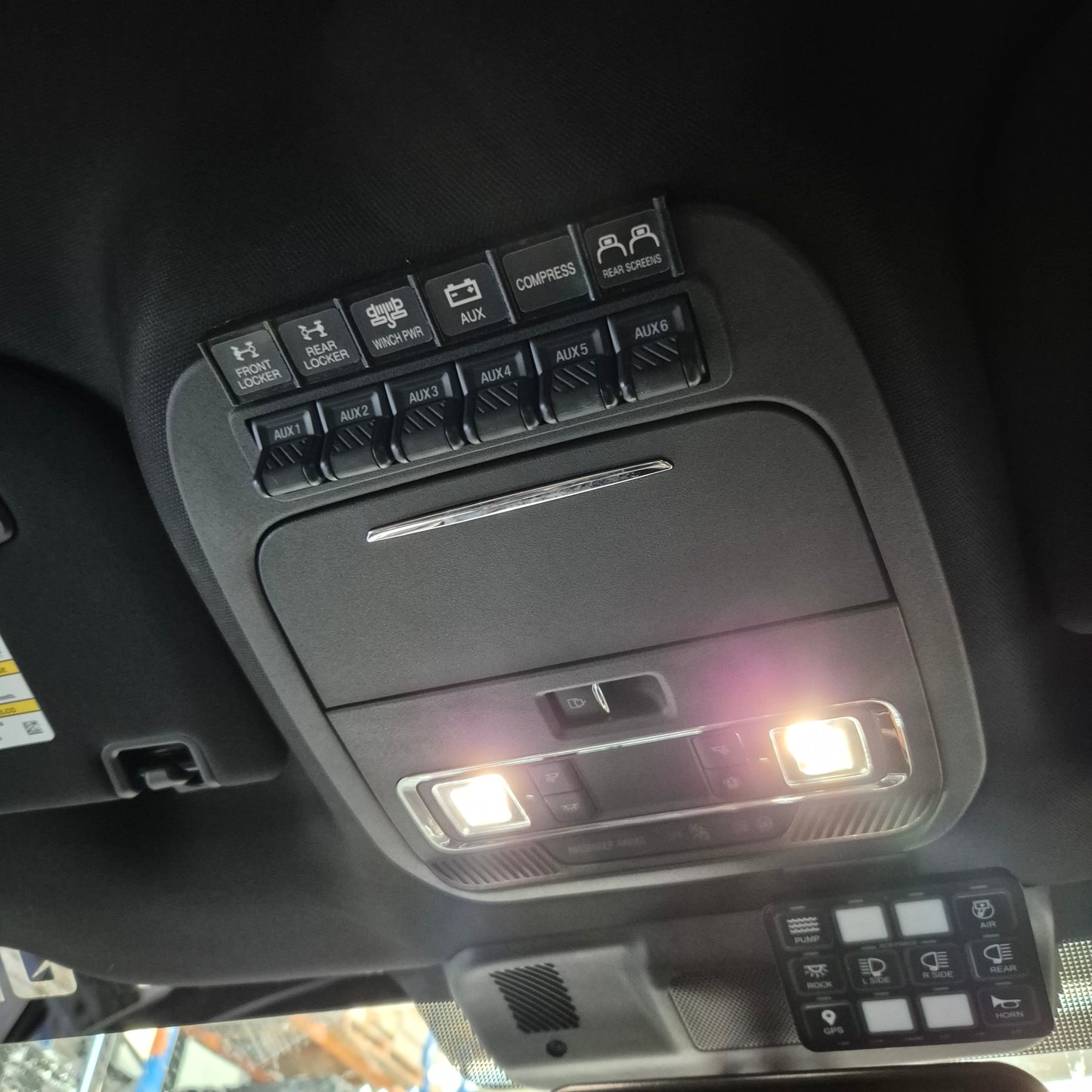 F truck roof switches label panel