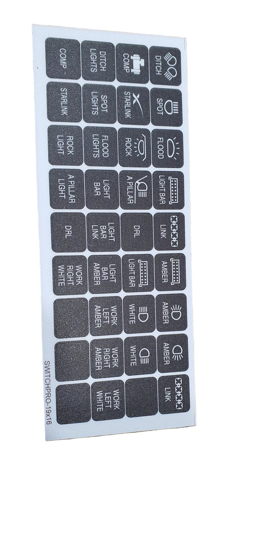 F truck roof switches label panel