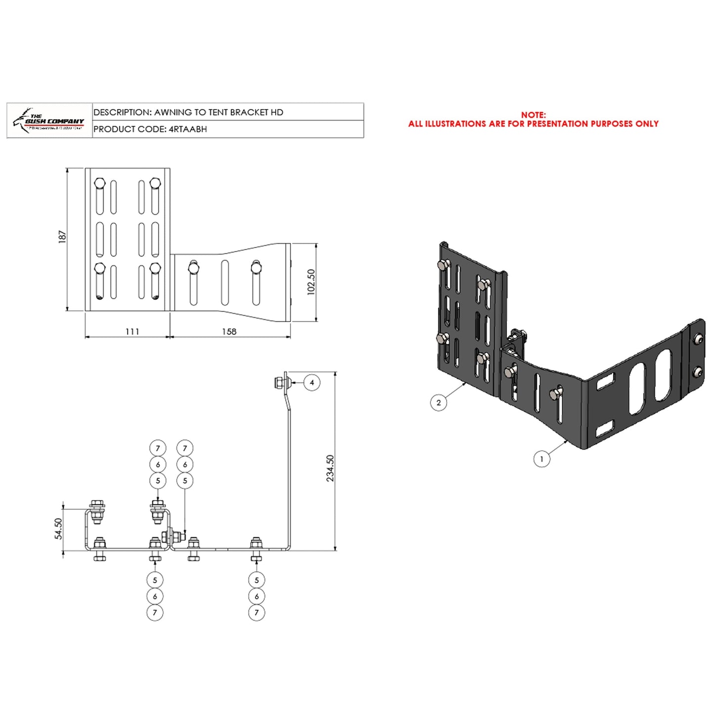 Awning To Tent Bracket 4 Piece - AX27, TX27/MAX, DX27