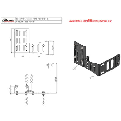 Awning To Tent Bracket 4 Piece - AX27, TX27/MAX, DX27