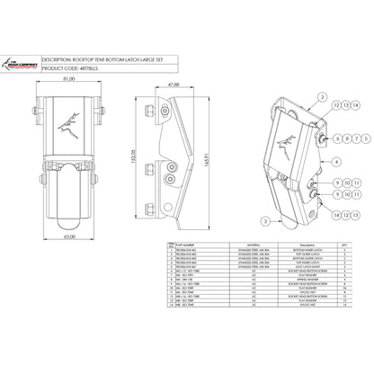 Rooftop Tent Bottom Latch Large Set