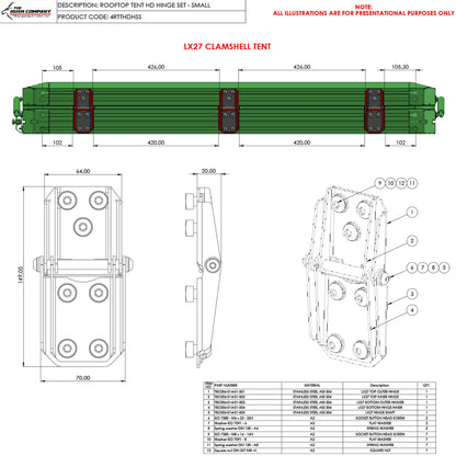 Rooftop Tent HD Hinge Set -LX27