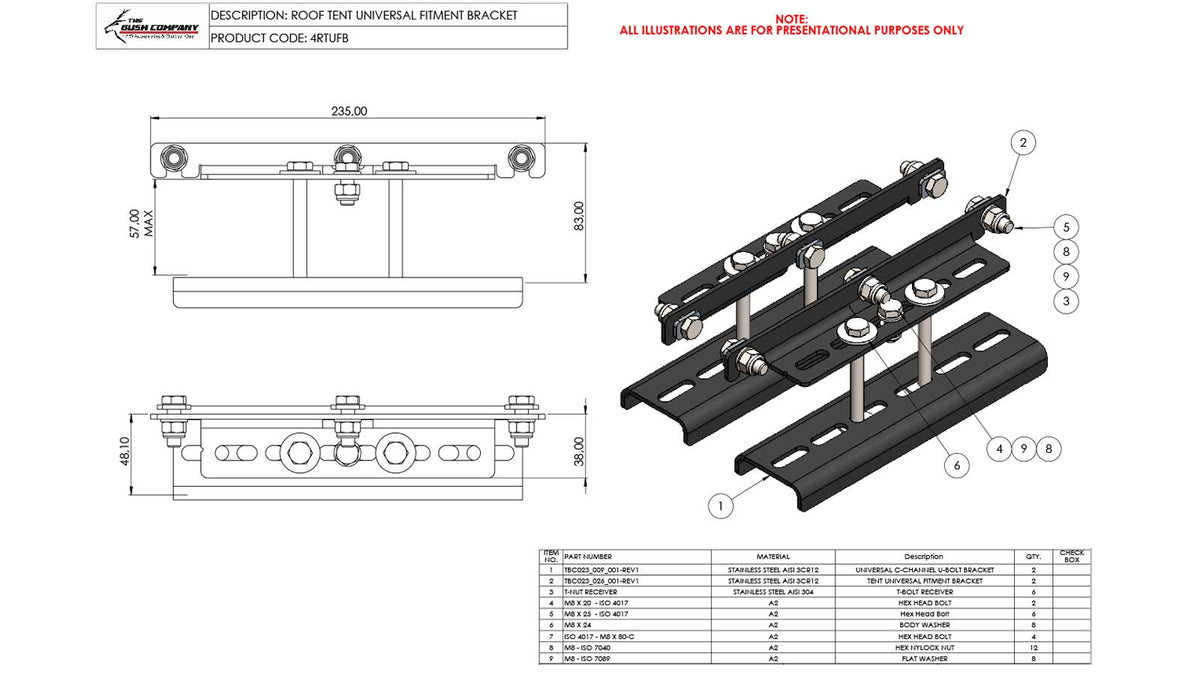 Rooftop Tent Universal Fitment Set