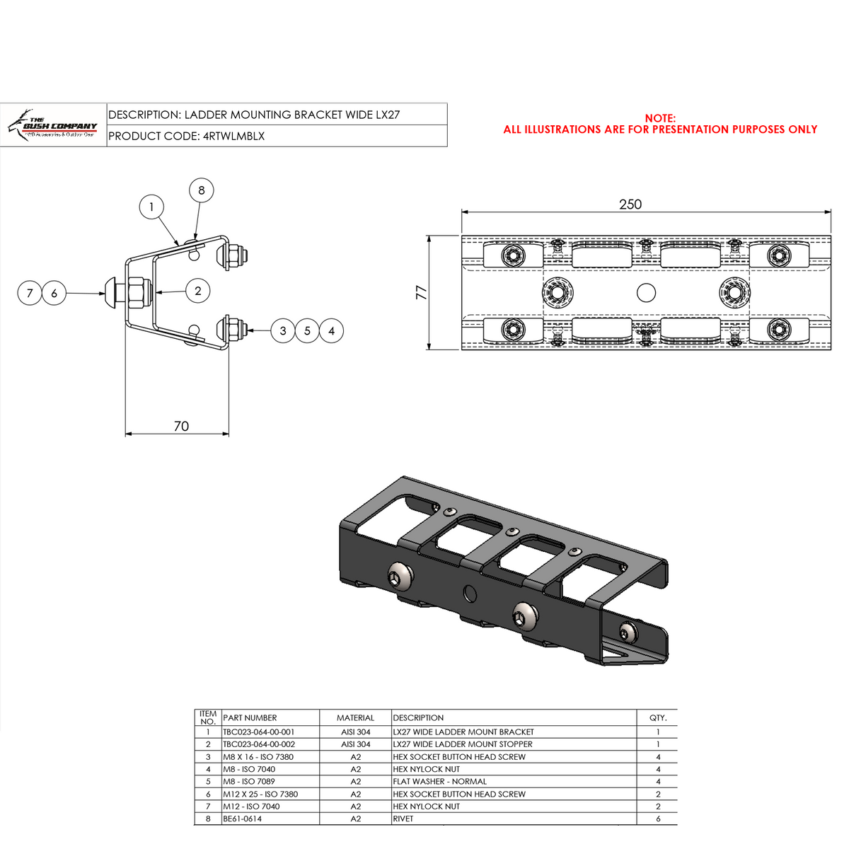 Wide Ladder Mount Bracket - LX27