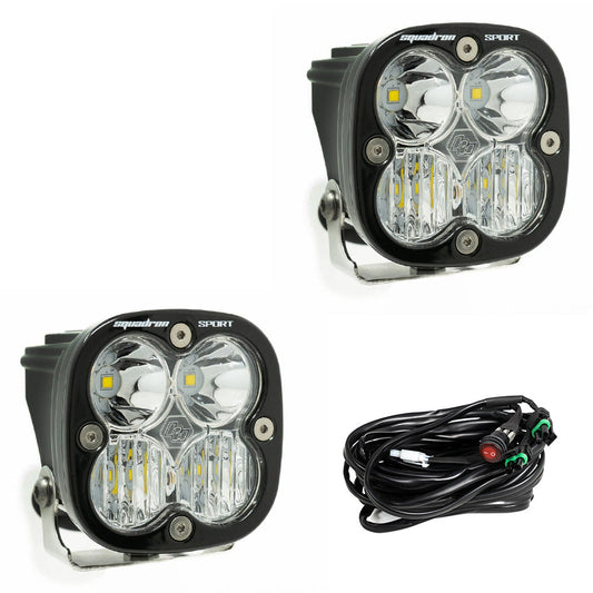 Squadron Sport Black LED Auxiliary Light Pod Pair - Driving/Combo Clear