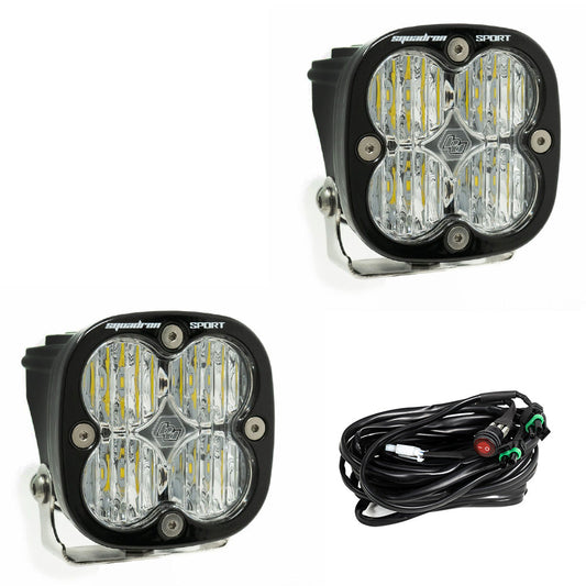 Squadron Sport Black LED Auxiliary Light Pod Pair Clear wide corner
