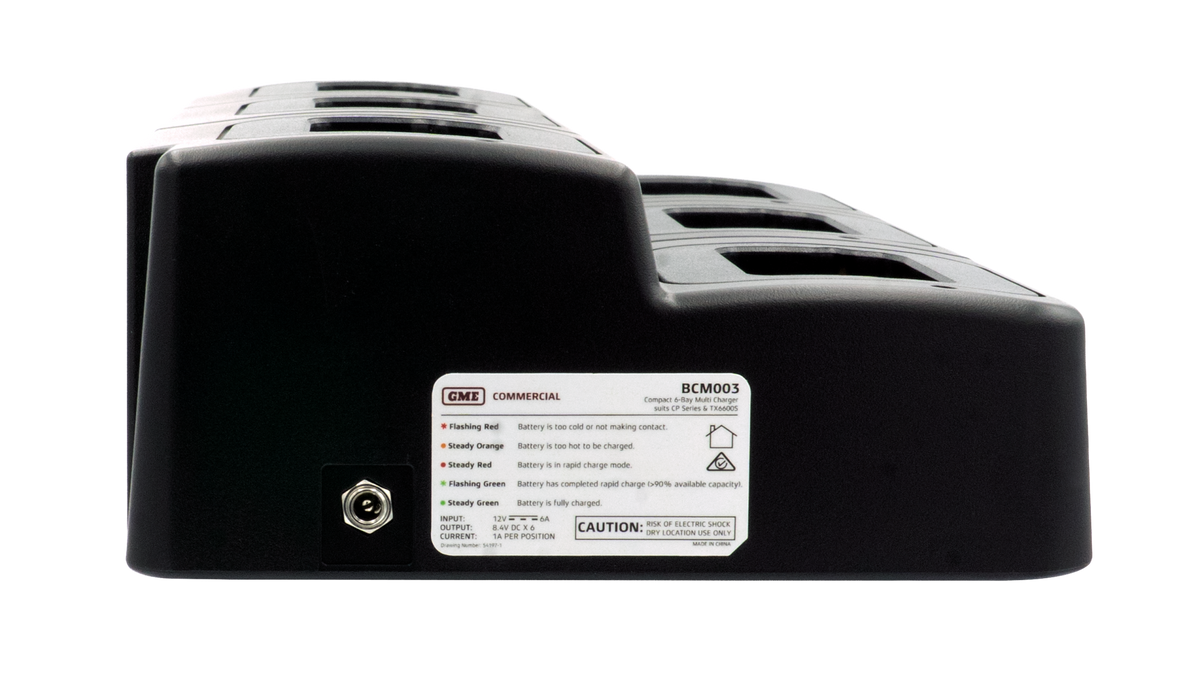 GME BCM003 Compact 6-Bay Multi Charger to suit CP Series & TX6600S