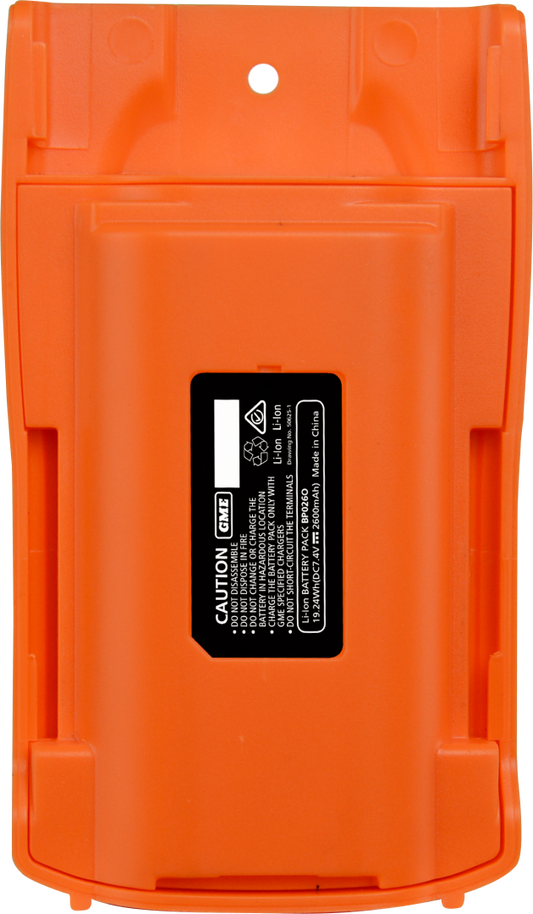 GME BP026O 2600mAH Li-ion Battery Pack - Suit TX6160 - Blaze Orange
