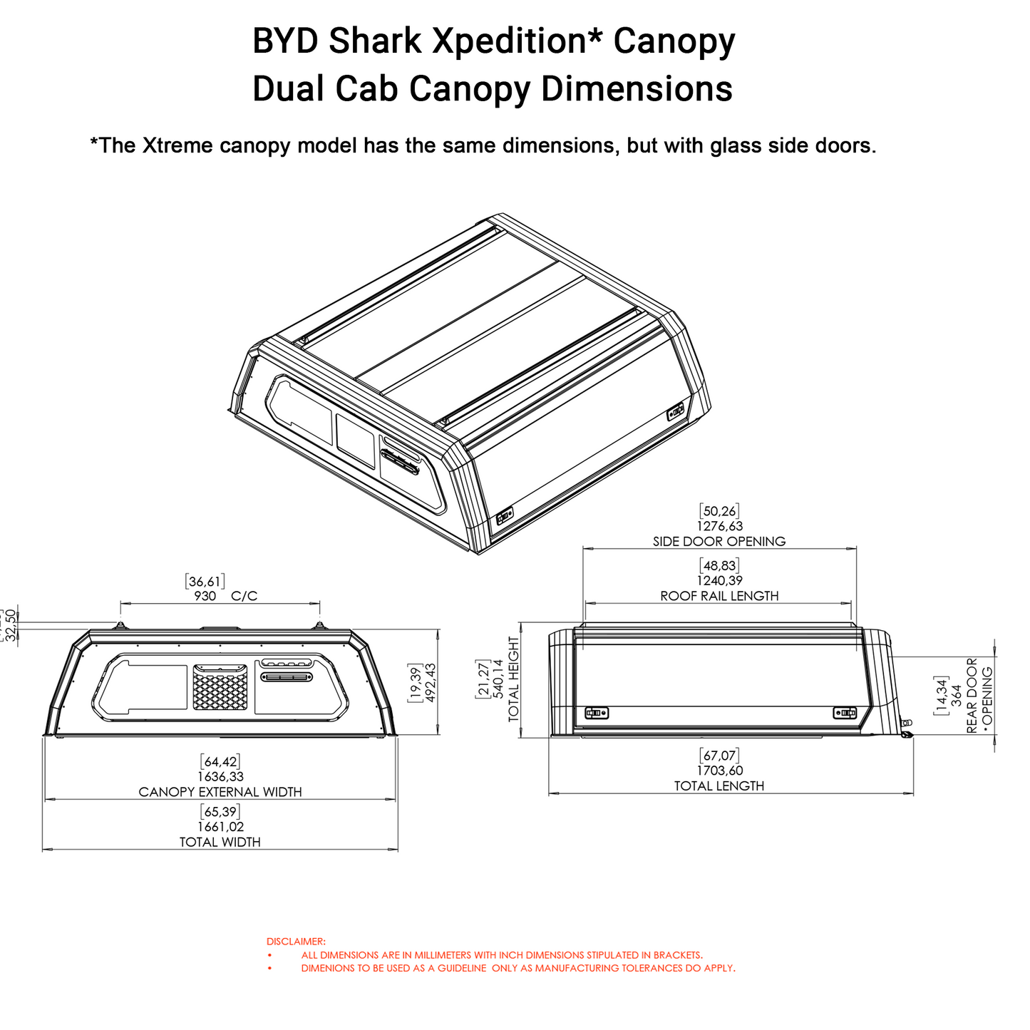 BYD Shark Dual Cab 2025+ Xtreme CapRax Canopy by Rhinoman
