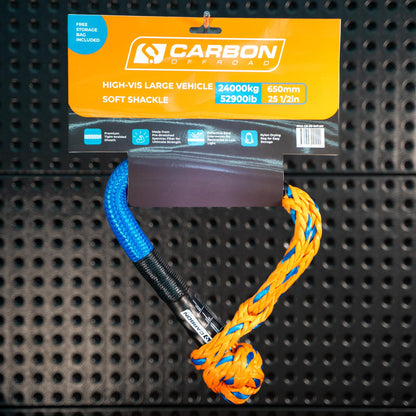 Carbon Large Vehicle High-Vis Soft Shackle - Truck & Heavy Recovery - Retail Packaging