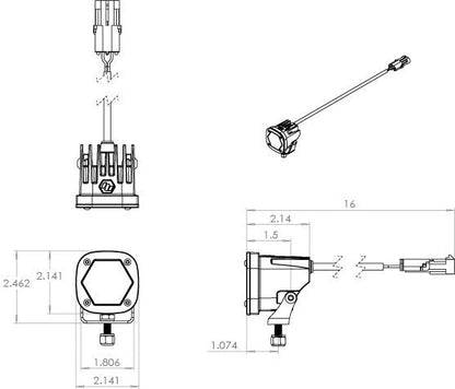 S1 Black LED Auxiliary Light Pod Pair - Universal
