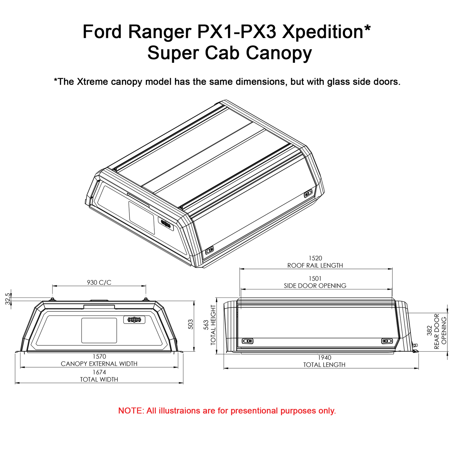Ford Ranger PX Super Cab Xpedition CapRax Canopy by Rhinoman