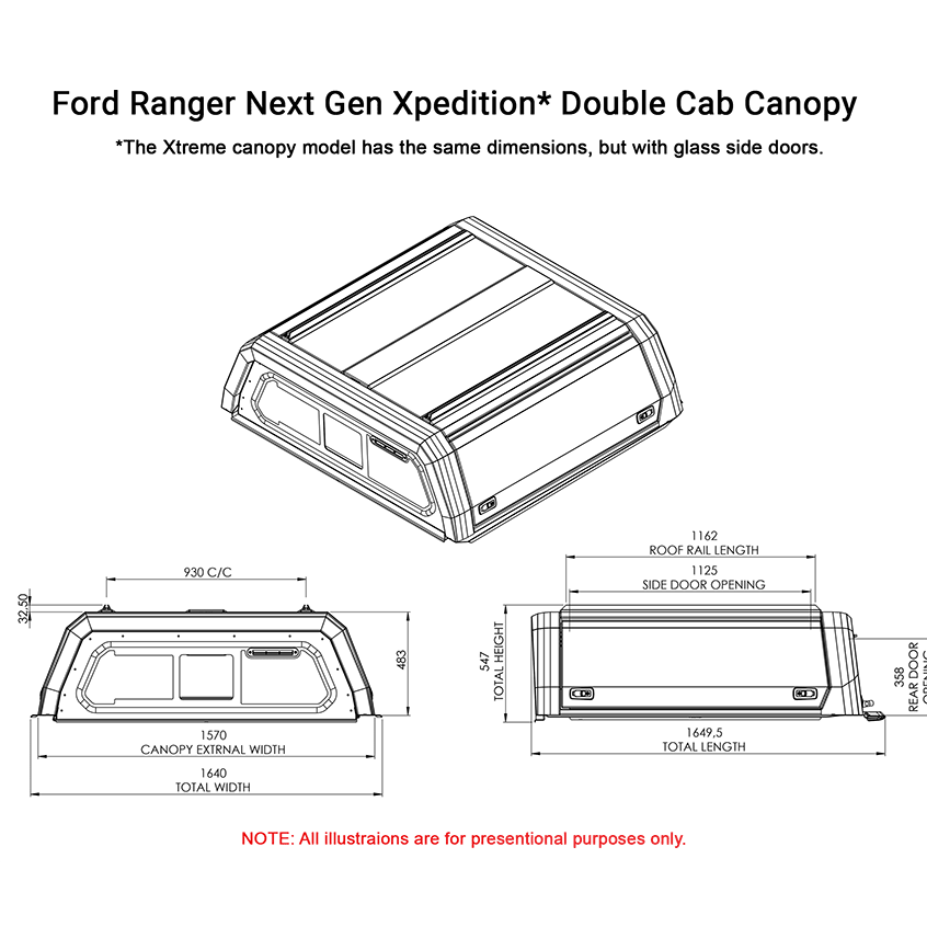 Ford Ranger Next Gen Dual Cab Xtreme CapRax Canopy by Rhinoman