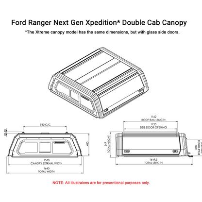 Ford Ranger Next Gen Dual Cab Xtreme CapRax Canopy by Rhinoman