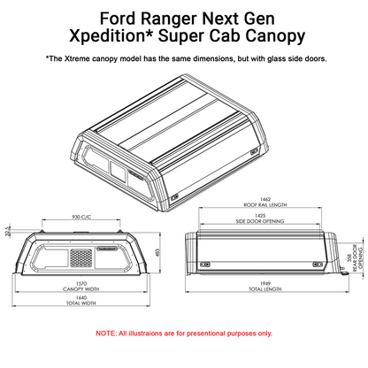 Ford Ranger Next Gen Super Cab Xpedition CapRax Canopy by Rhinoman