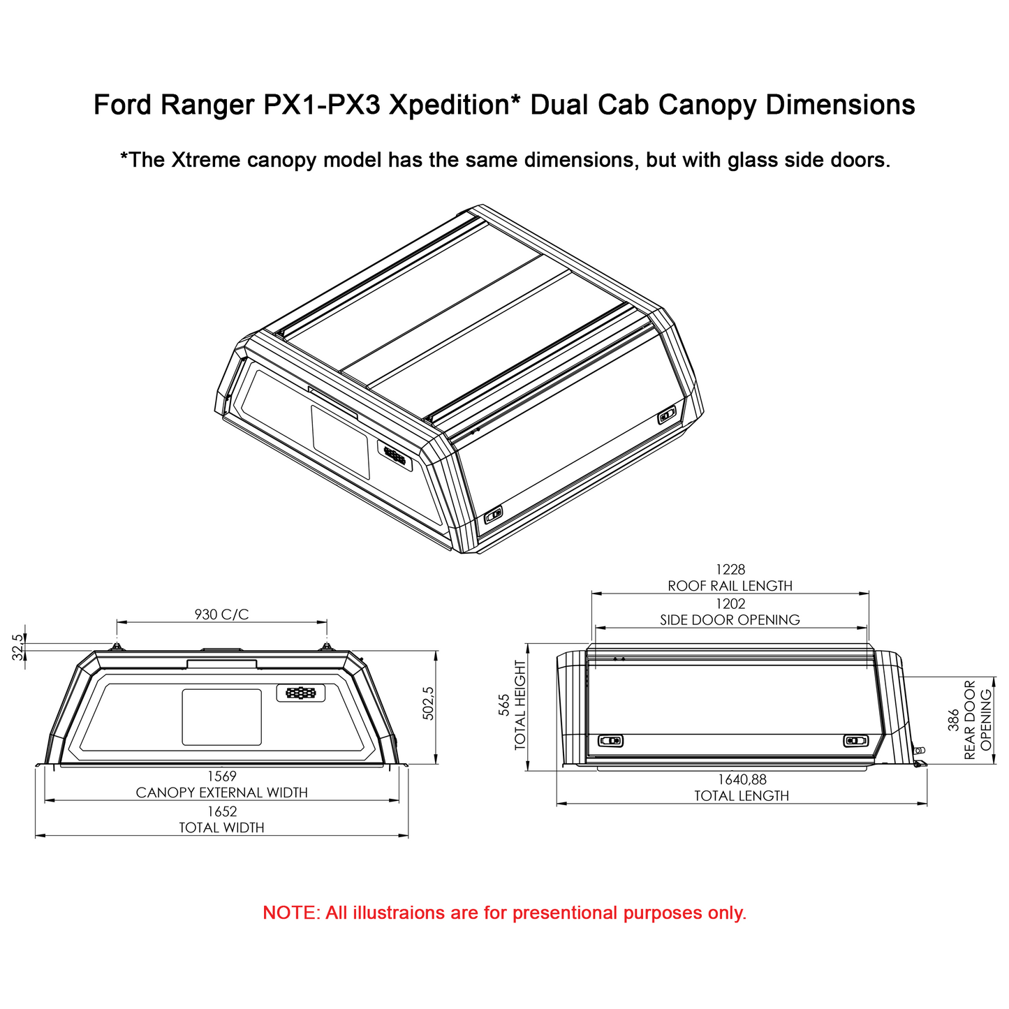 Ford Ranger PX Dual Cab Xtreme CapRax Canopy by Rhinoman