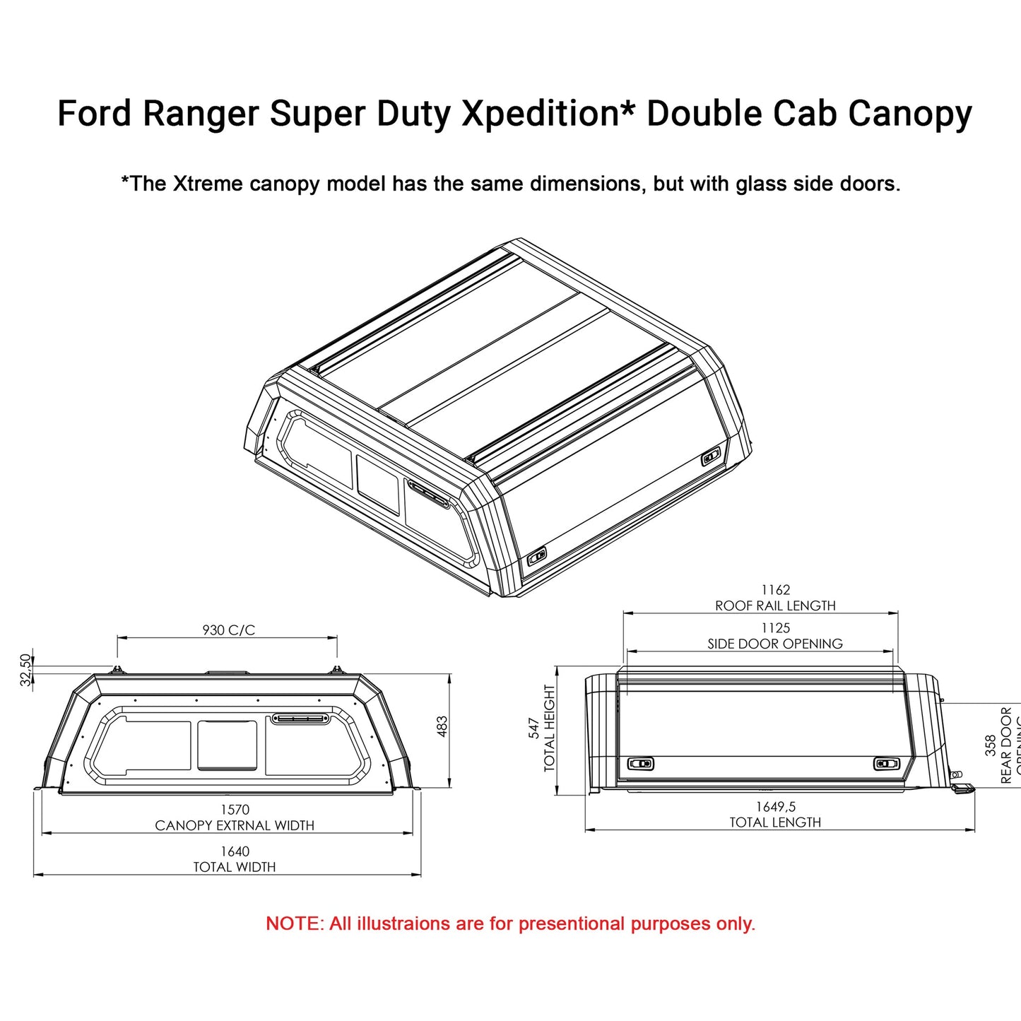 Ford Ranger SUPER DUTY Dual Cab Xpedition CapRax Canopy by Rhinoman