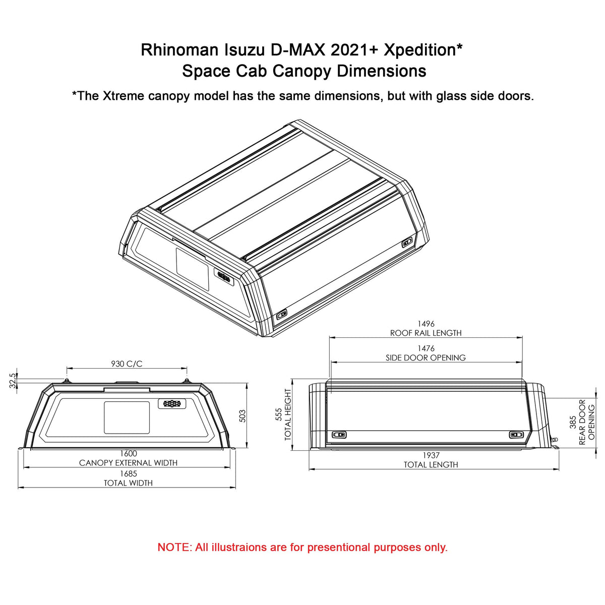 Isuzu D-Max Space Cab 2021+ Xpedition CapRax Canopy by Rhinoman