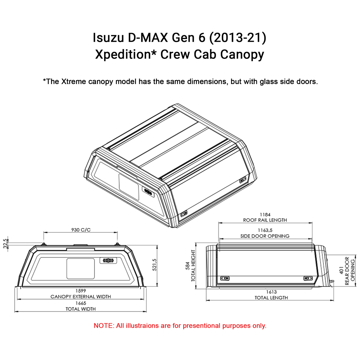 Isuzu D-Max 2013-21 Dual Cab Xtreme CapRax Canopy by Rhinoman