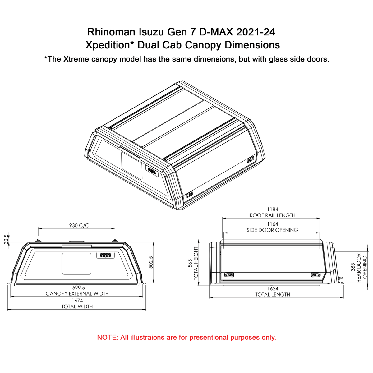 Isuzu D-Max 2021+ Dual Cab Xpedition CapRax Canopy by Rhinoman