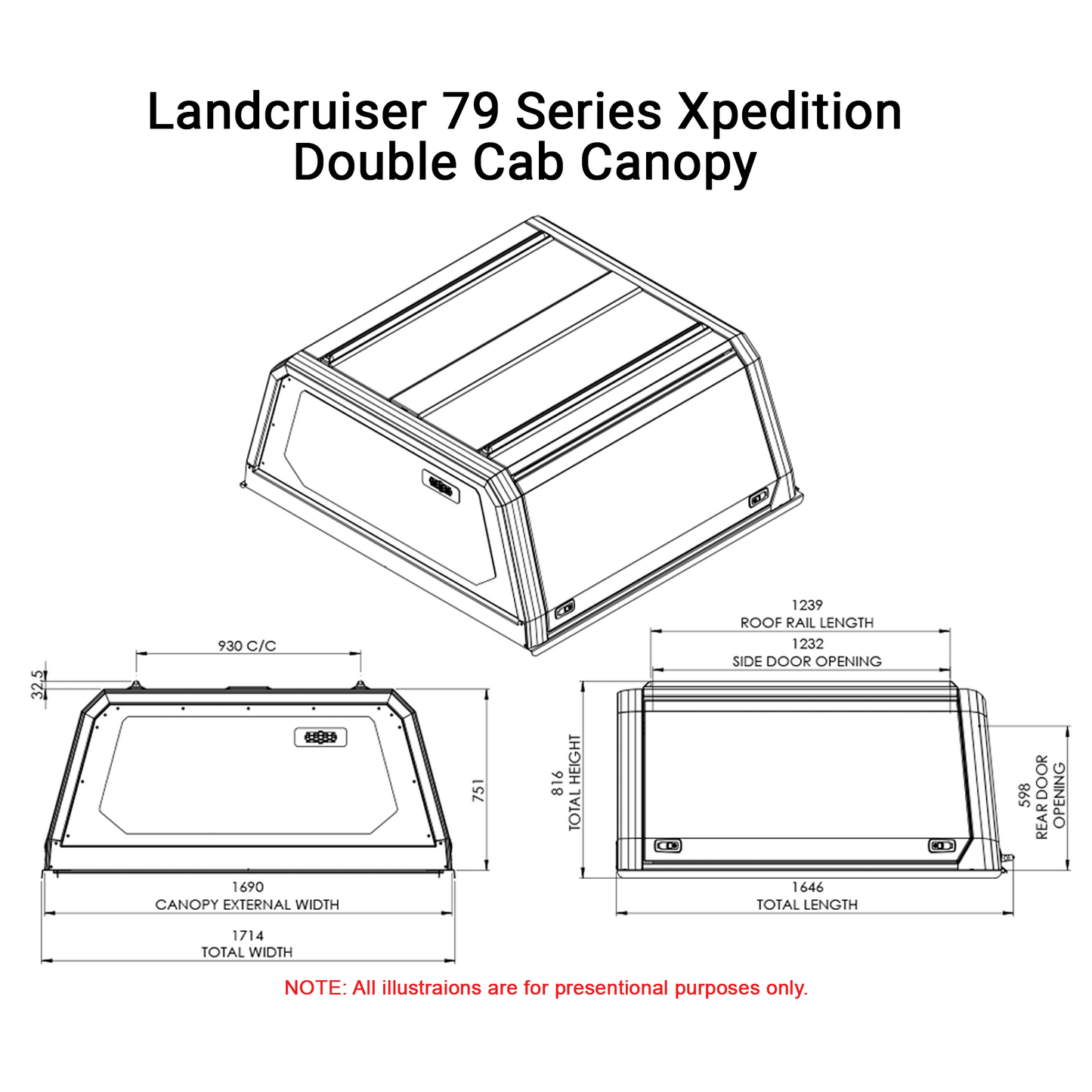 Landcruiser 70 Series Dual Cab Xpedition Caprax Canopy by Rhinoman