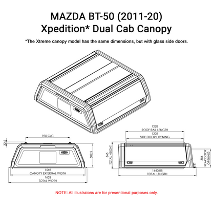 Mazda BT-50 2011-2020 Dual Cab Xtreme Caprax Canopy by Rhinoman