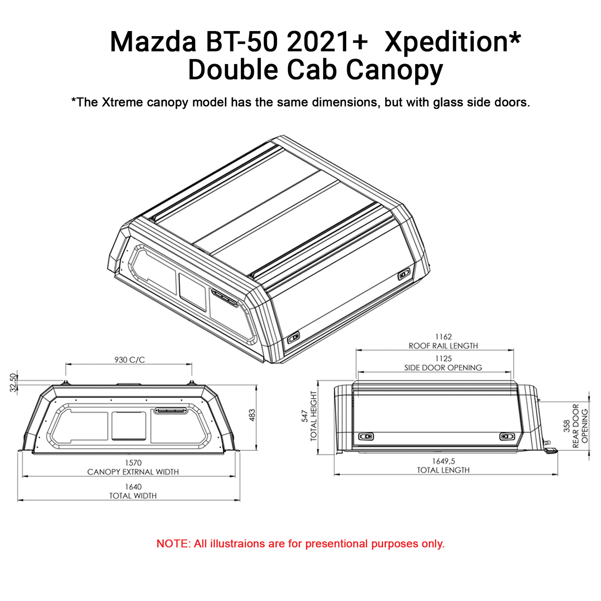 Mazda BT-50 2021+ Dual Cab Xpedition CapRax Canopy by Rhinoman