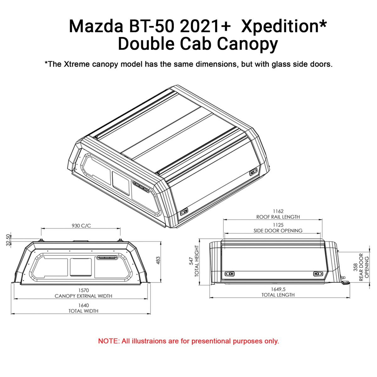 Mazda BT-50 2021+ Dual Cab Xtreme CapRax Canopy by Rhinoman