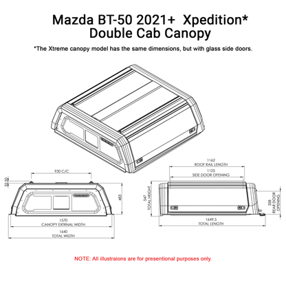 Mazda BT-50 2021+ Dual Cab Xtreme CapRax Canopy by Rhinoman