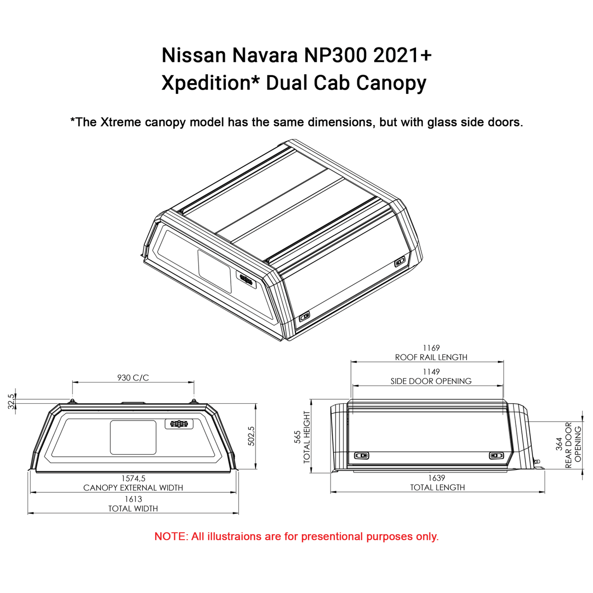 Nissan Navara NP300 2021+ Dual Cab Xpedition CapRax Canopy by Rhinoman