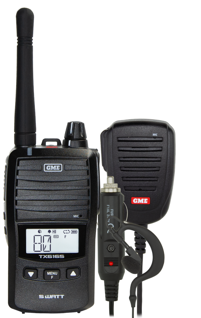 GME TX6165 5/1 Watt UHF CB Handheld Radio including Accessories