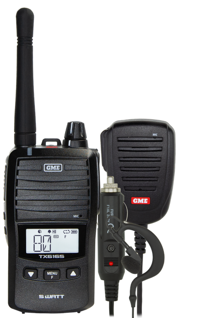 GME TX6165 5/1 Watt UHF CB Handheld Radio including Accessories