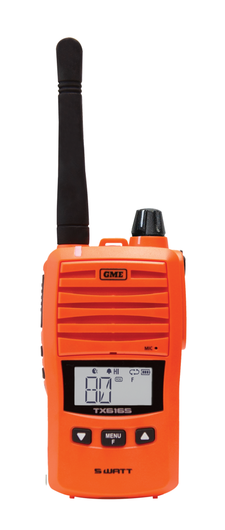 GME TX6165XO 5/1 Watt IP67 UHF CB Handheld Radio - Blaze Orange