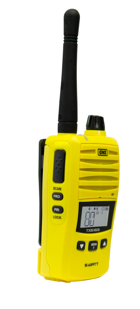 GME TX6165XY 5/1 Watt IP67 UHF CB Handheld Radio - Yellow